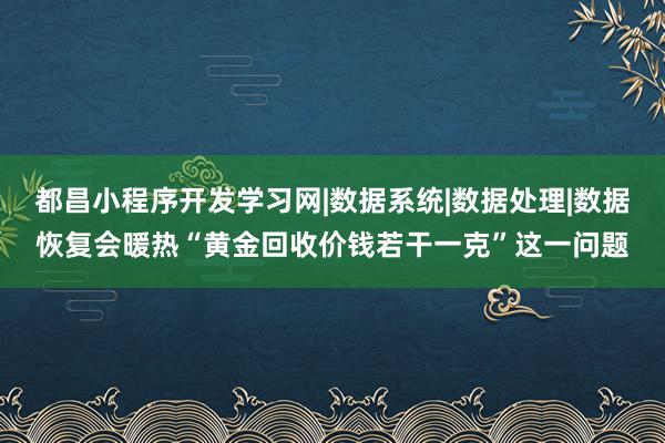 都昌小程序开发学习网|数据系统|数据处理|数据恢复会暖热“黄金回收价钱若干一克”这一问题