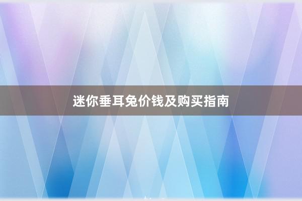 迷你垂耳兔价钱及购买指南