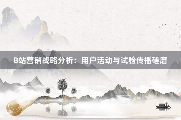 B站营销战略分析：用户活动与试验传播磋磨